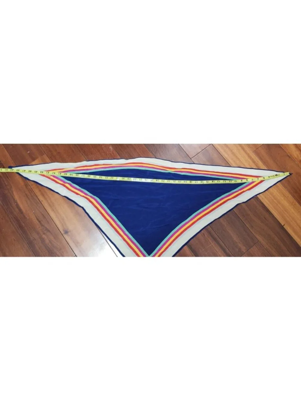 Echo Triangle Scarf Shawl Blue Rainbow Stripe Retro Y2K Head Wrap